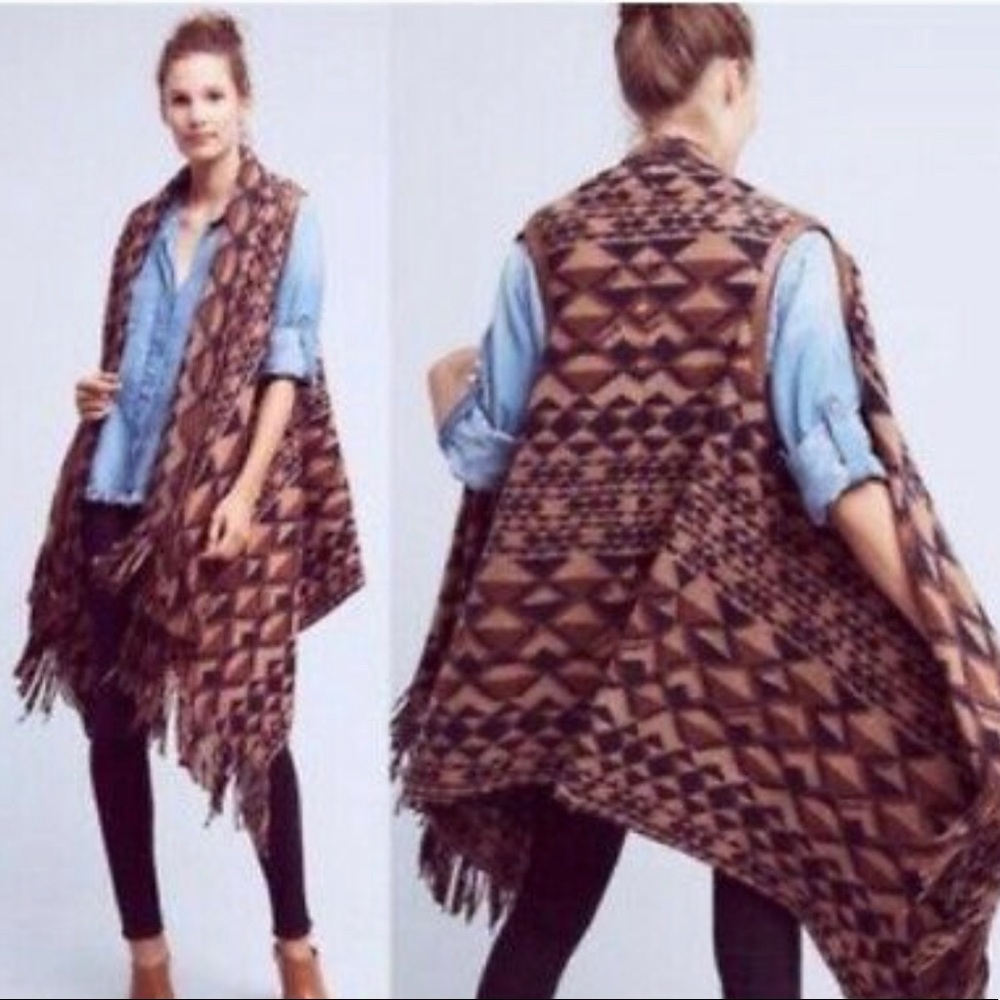New ANTHROPOLOGIE Plenty by Tracy Reese Aztec wool blend vest.  Women’s XS/S